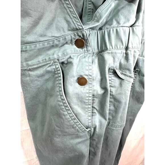 The Nines by Hatch Olive Green Denim Maternity Overalls Size L Casual Postpartum - Picture 5 of 8